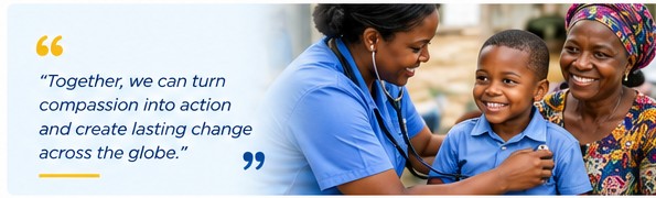Adults and a child in a community healthcare setting